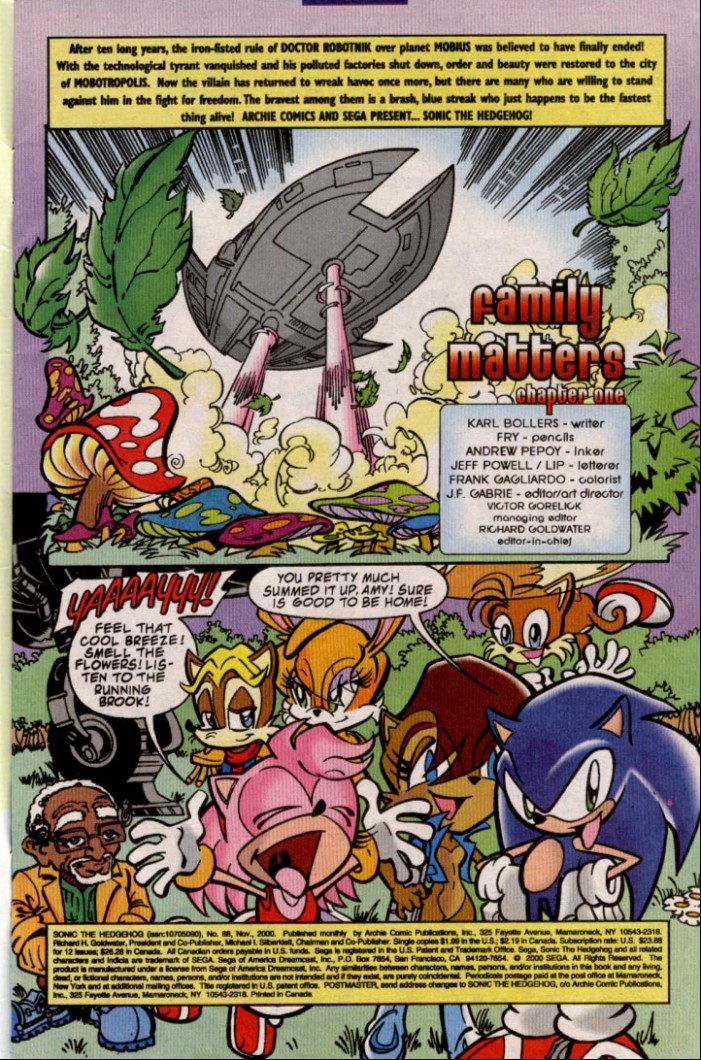 Sonic - Archie Adventure Series November 2000 Page 1